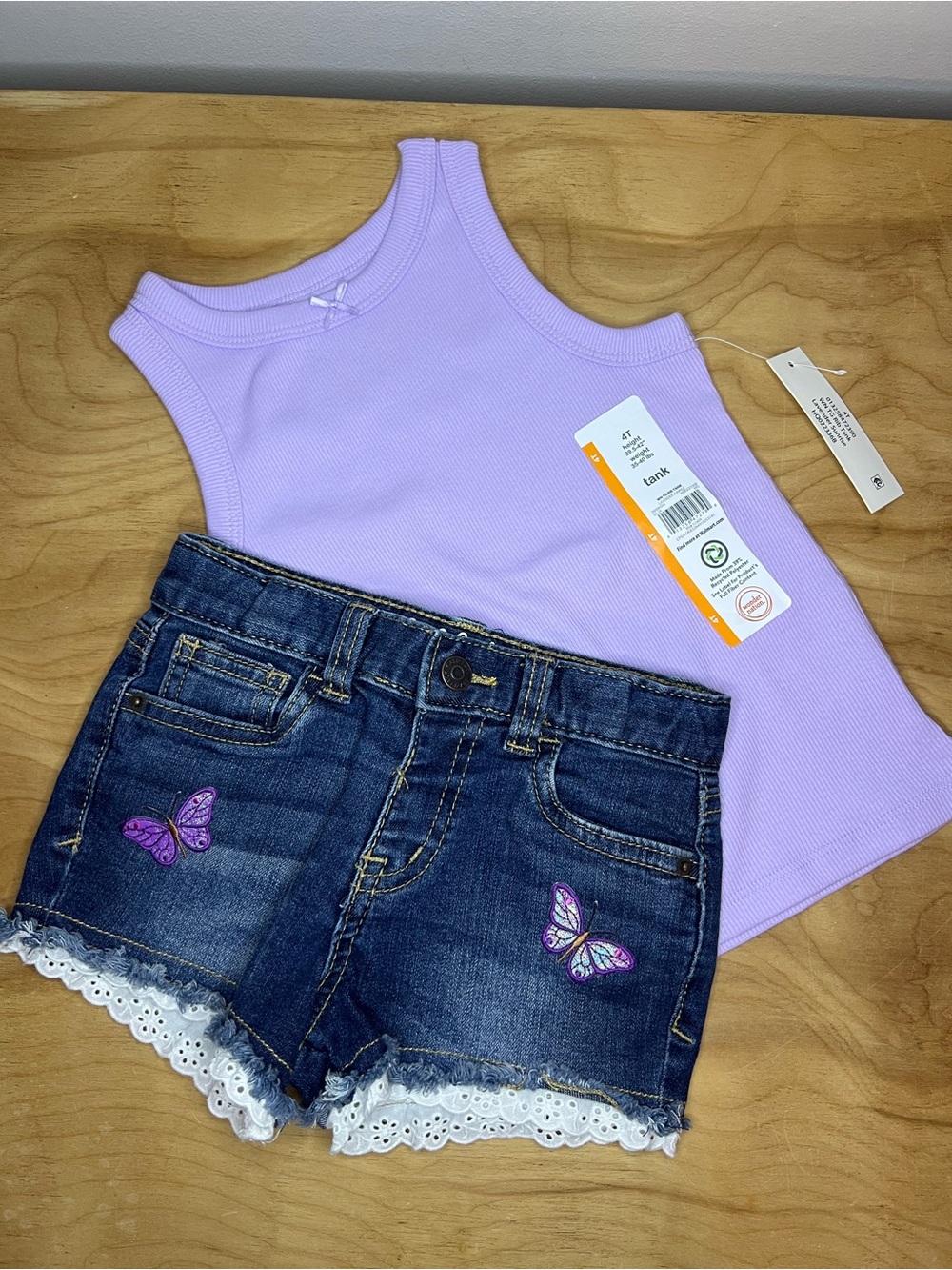 Lilac Tank NWT , Cat & Jack Jean Shorts 4T